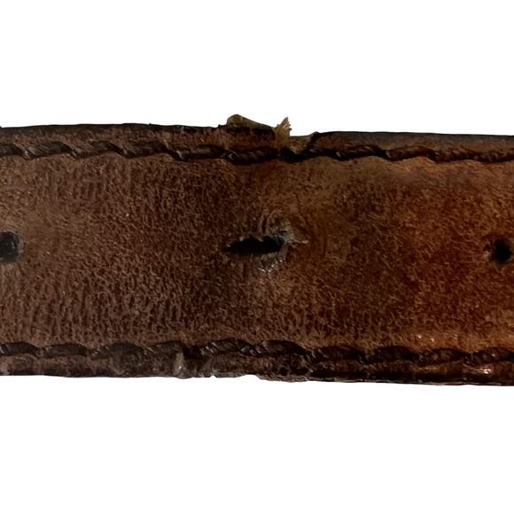 Vintage Leather Concho Belt Brown Silver Oval Discs Size 36 Western - Picture 8 of 9